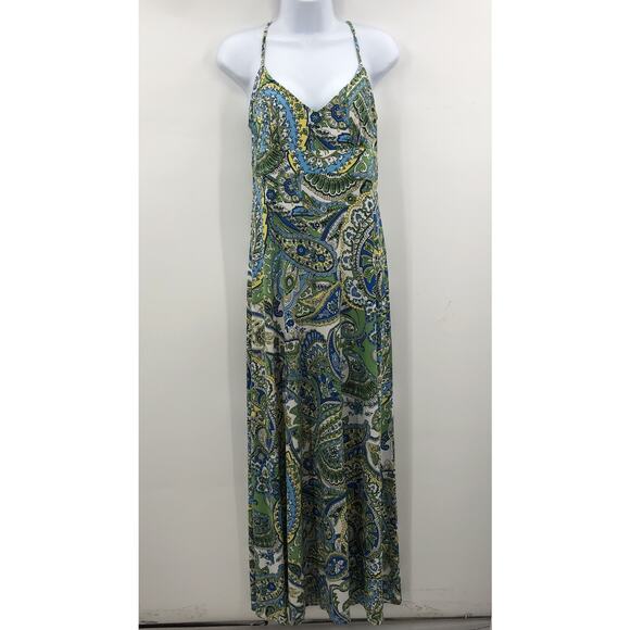 Ann Taylor LOFT Summer Sleeveless Sheath Maxi Dress Paisley Print Multi Size 10 - Picture 2 of 6